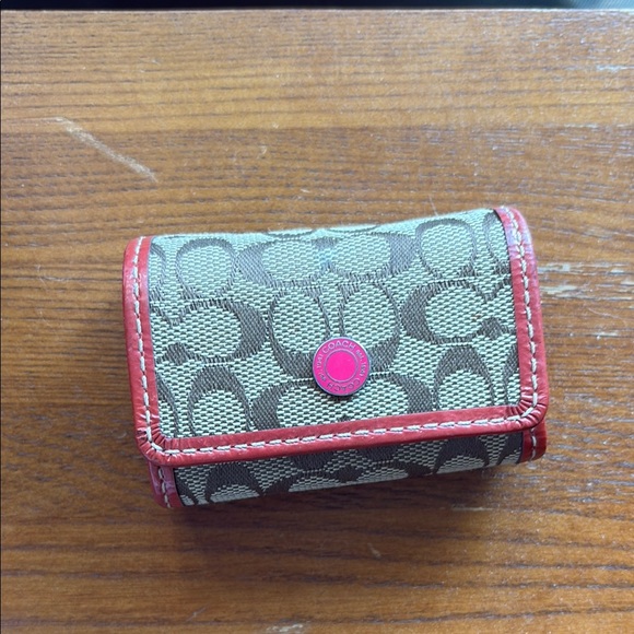 Coach Other - Coach Brown Signature pink leather trim contact lens holder